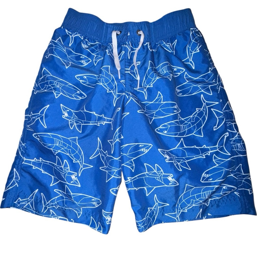 Hanna Andersson Boys Shark Swim Trunks Size 10 Blue Beach - Picture 1 of 4